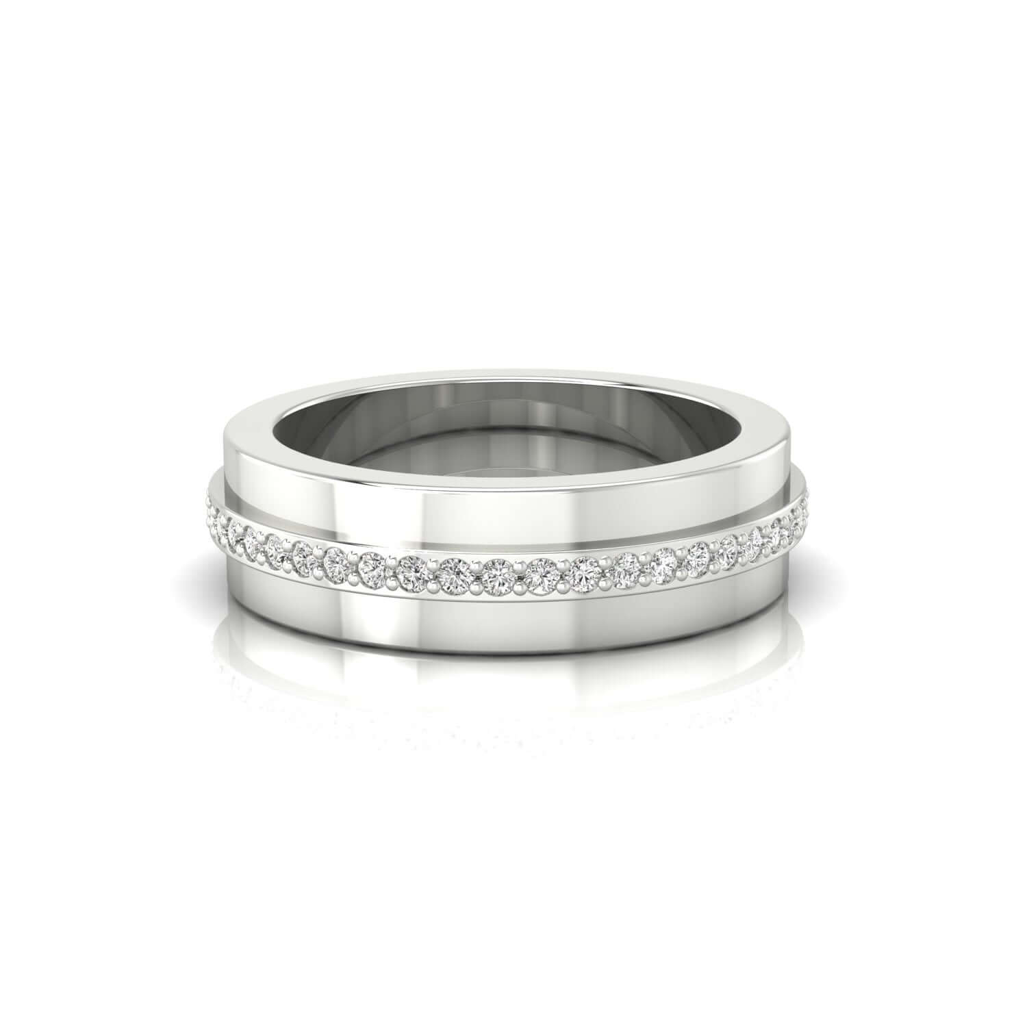 Diamondrensu UK wedding band for men with lab grown diamonds.