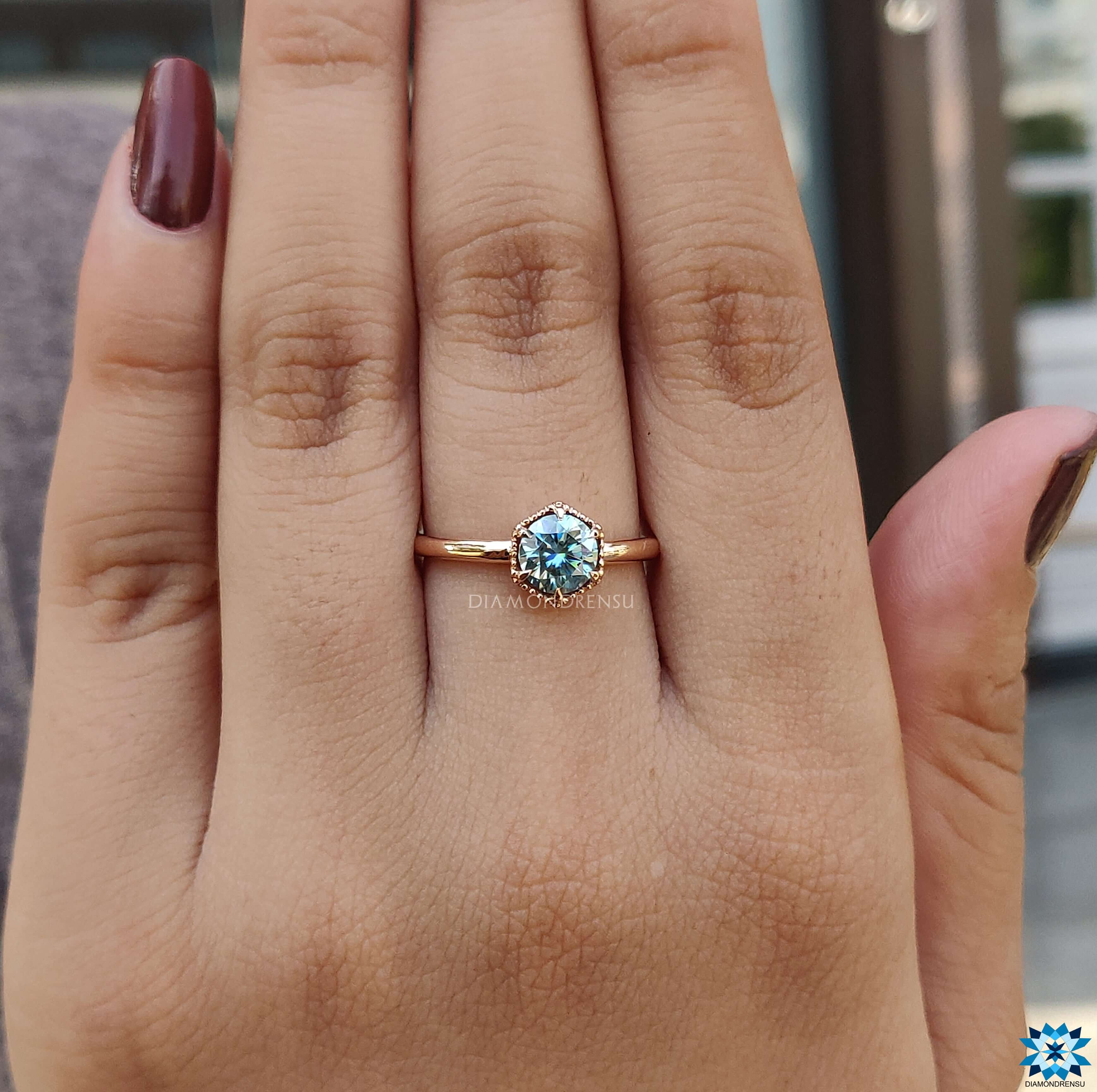 handmade ring Round Cut Moissanite classic round solitaire engagement ring