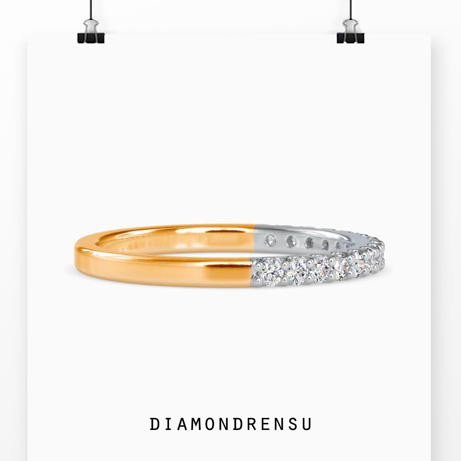 Buy handmade band in white gold with round diamonds.