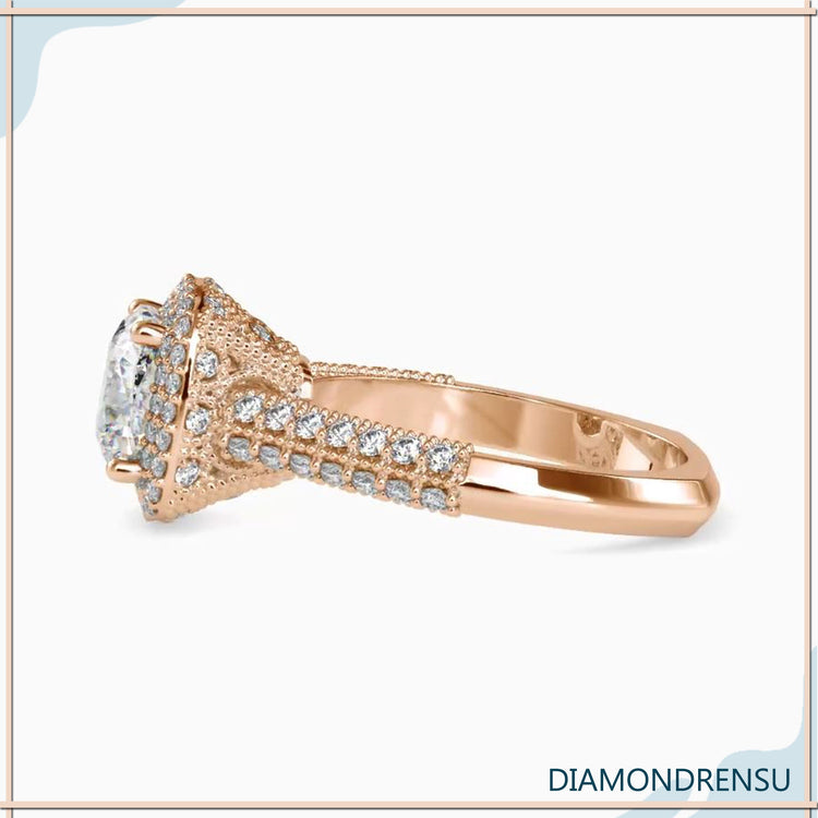 Round cut pave band featuring IGI certified lab grown diamond.
