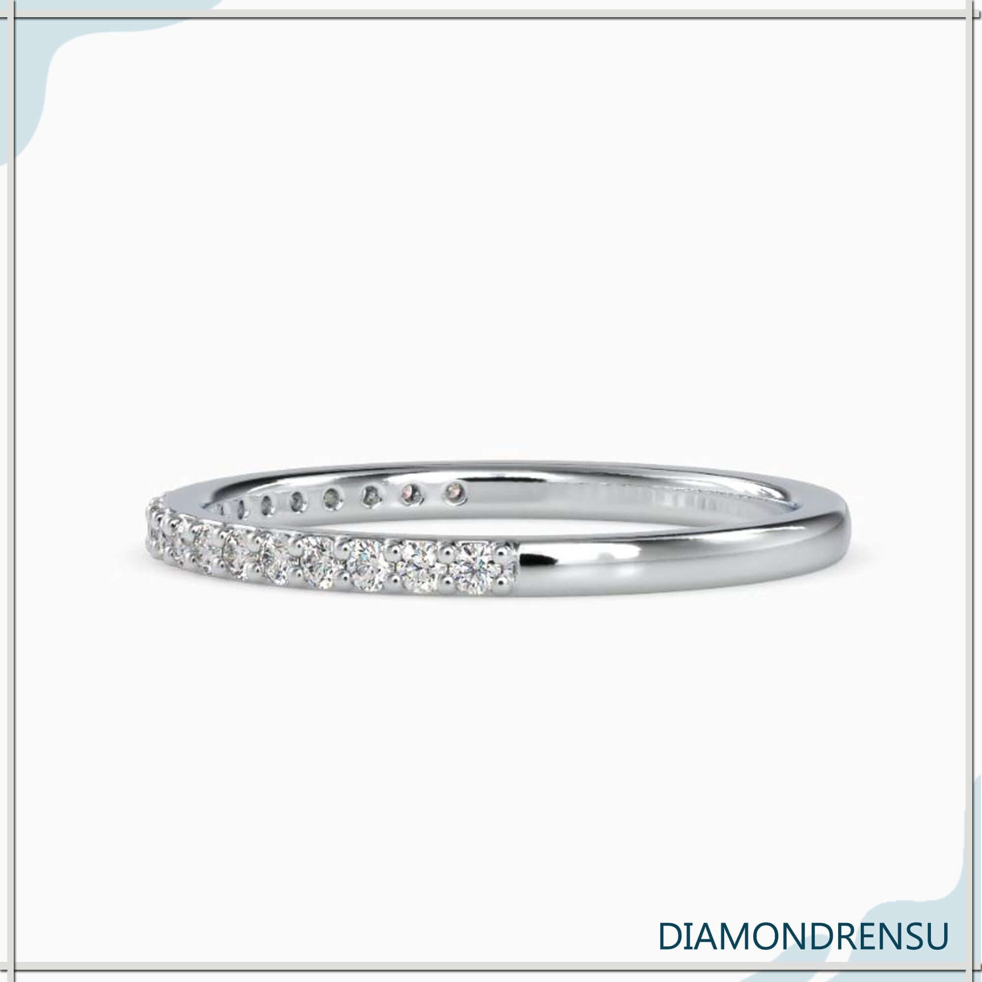 Diamondrensu UK wedding band with semi eternity style.