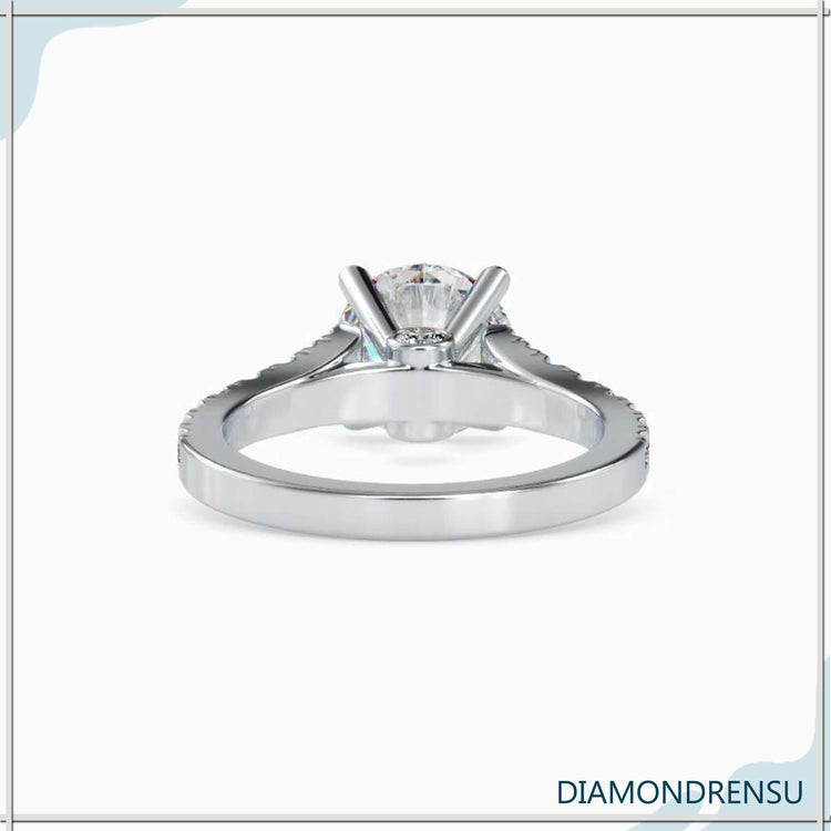 Buy UK engagement ring with pave setting and handmade finish.