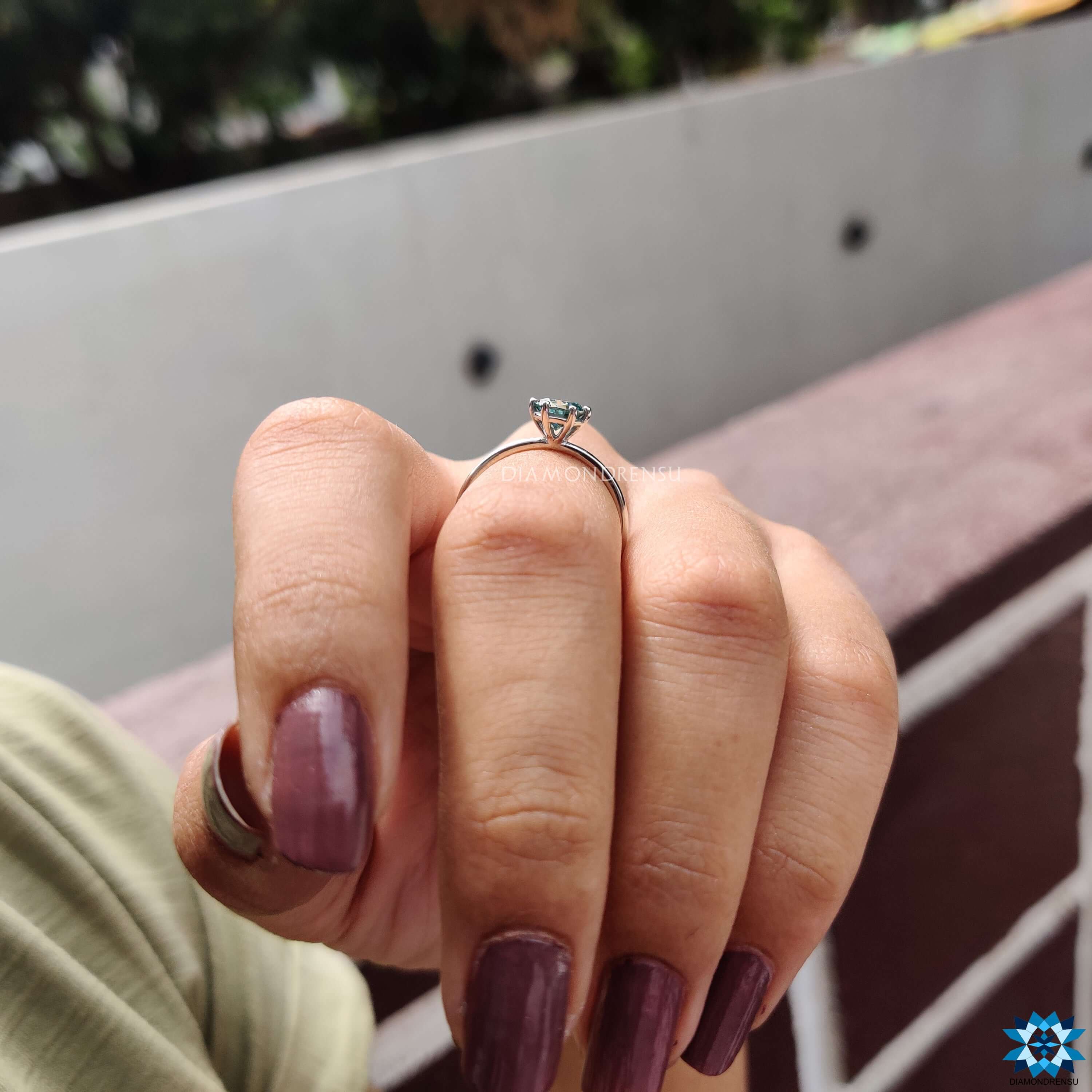 Buy custom blue moissanite engagement ring online.