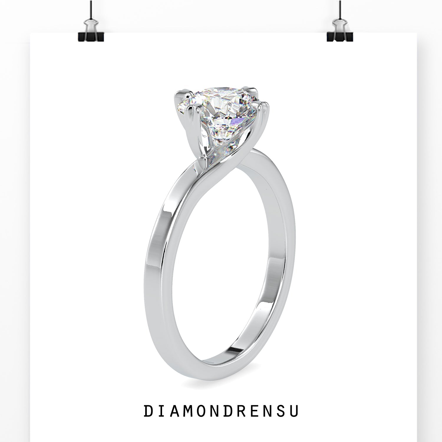 Buy engagement ring in the UK with round solitaire diamond.