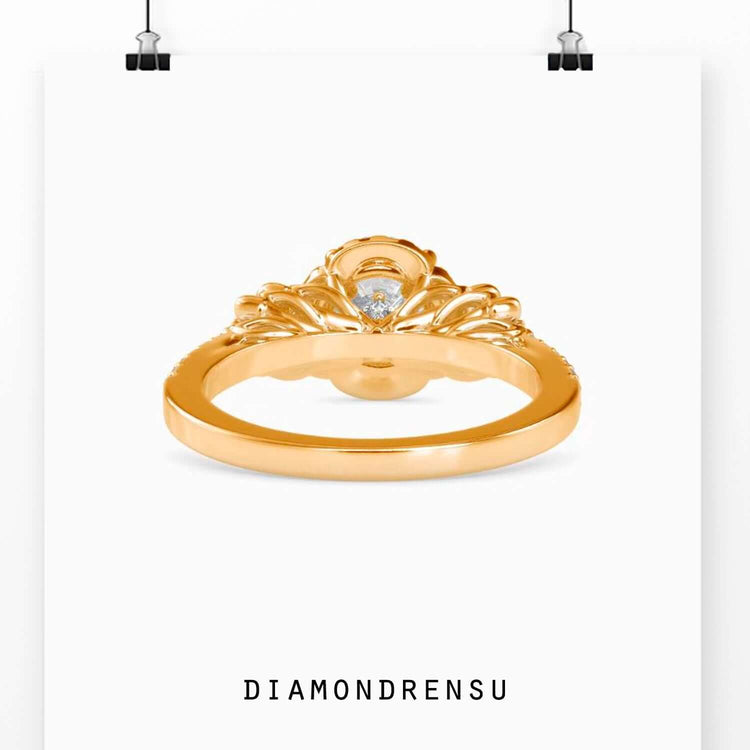 IGI certified flower ring with lab diamond centre stone.