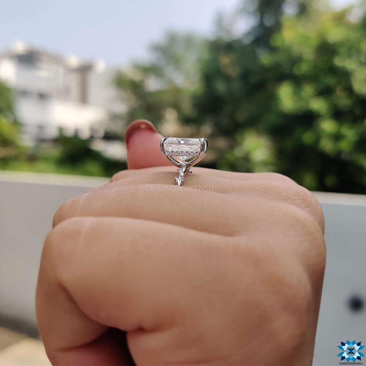 Handmade moissanite engagement ring.