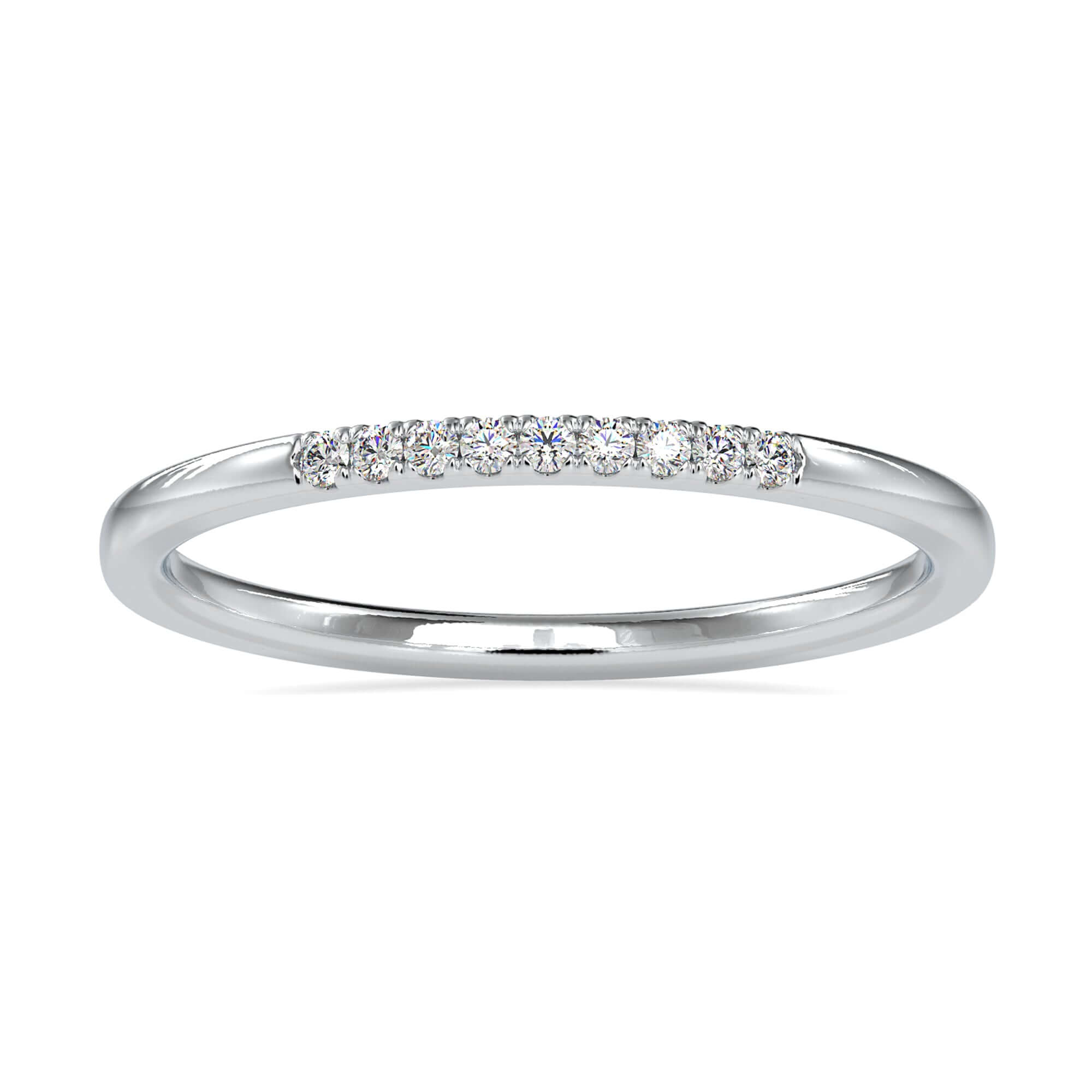 White gold band with lab grown diamonds for stack wear.