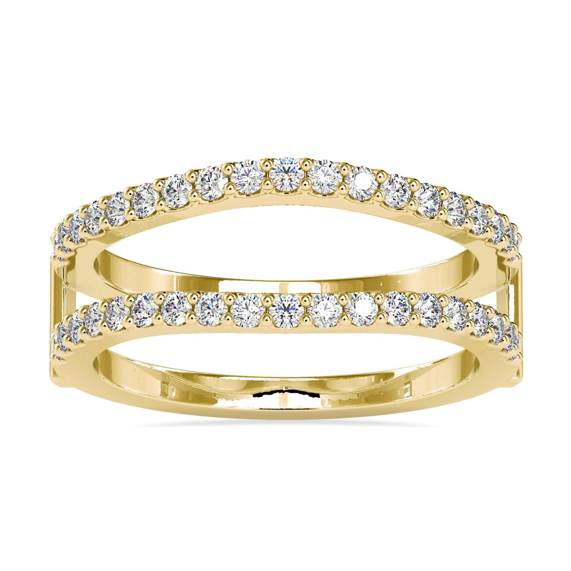 Enhancer wedding band with round cut lab grown diamonds.