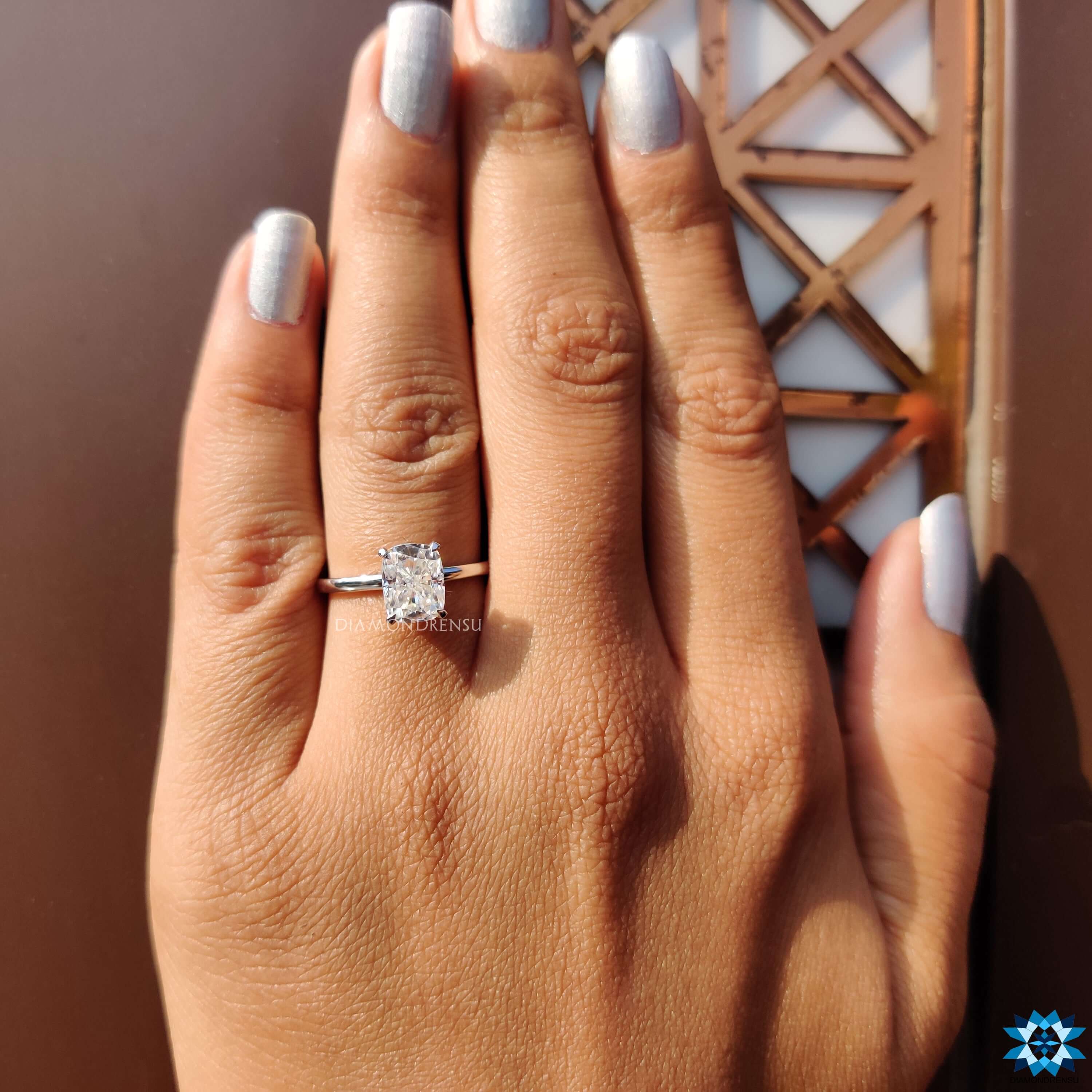 Handmade jewelry with hidden halo moissanite.