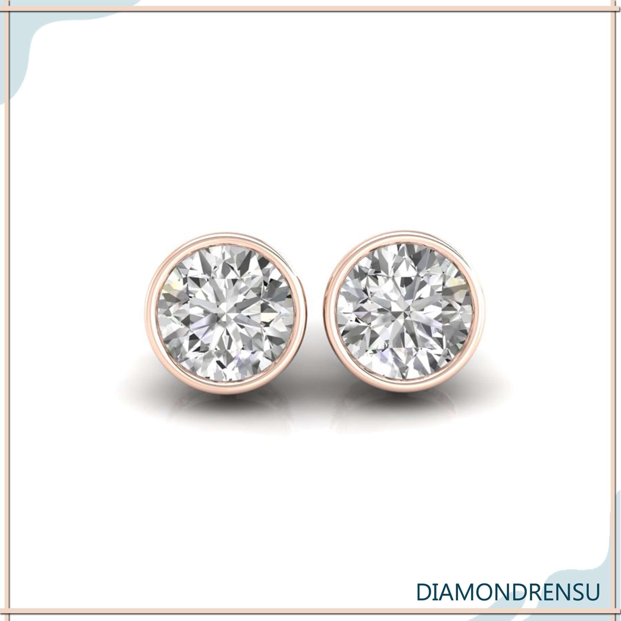 UK diamond earrings with bezel set design.