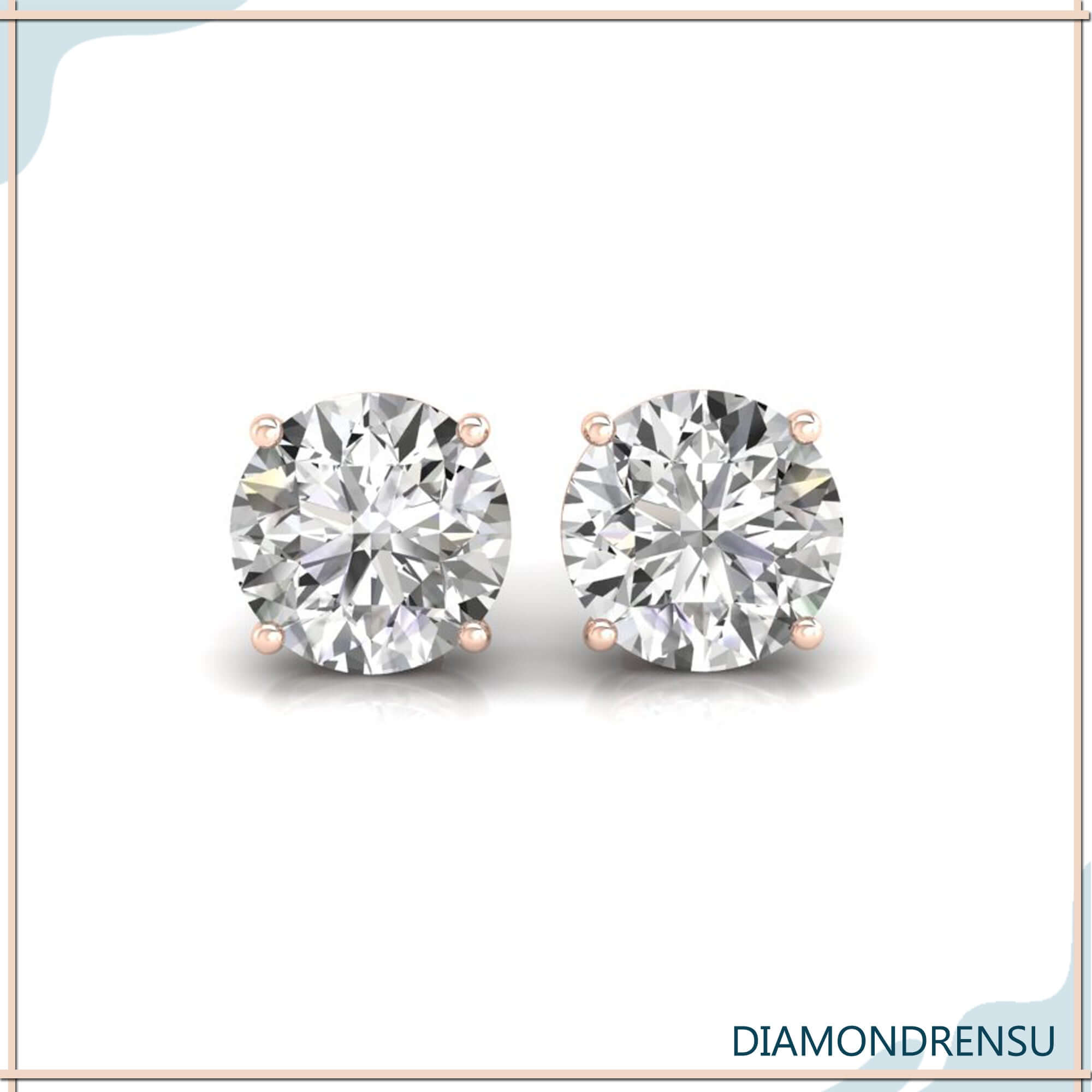 Screw back earrings with round diamond centre stones.
