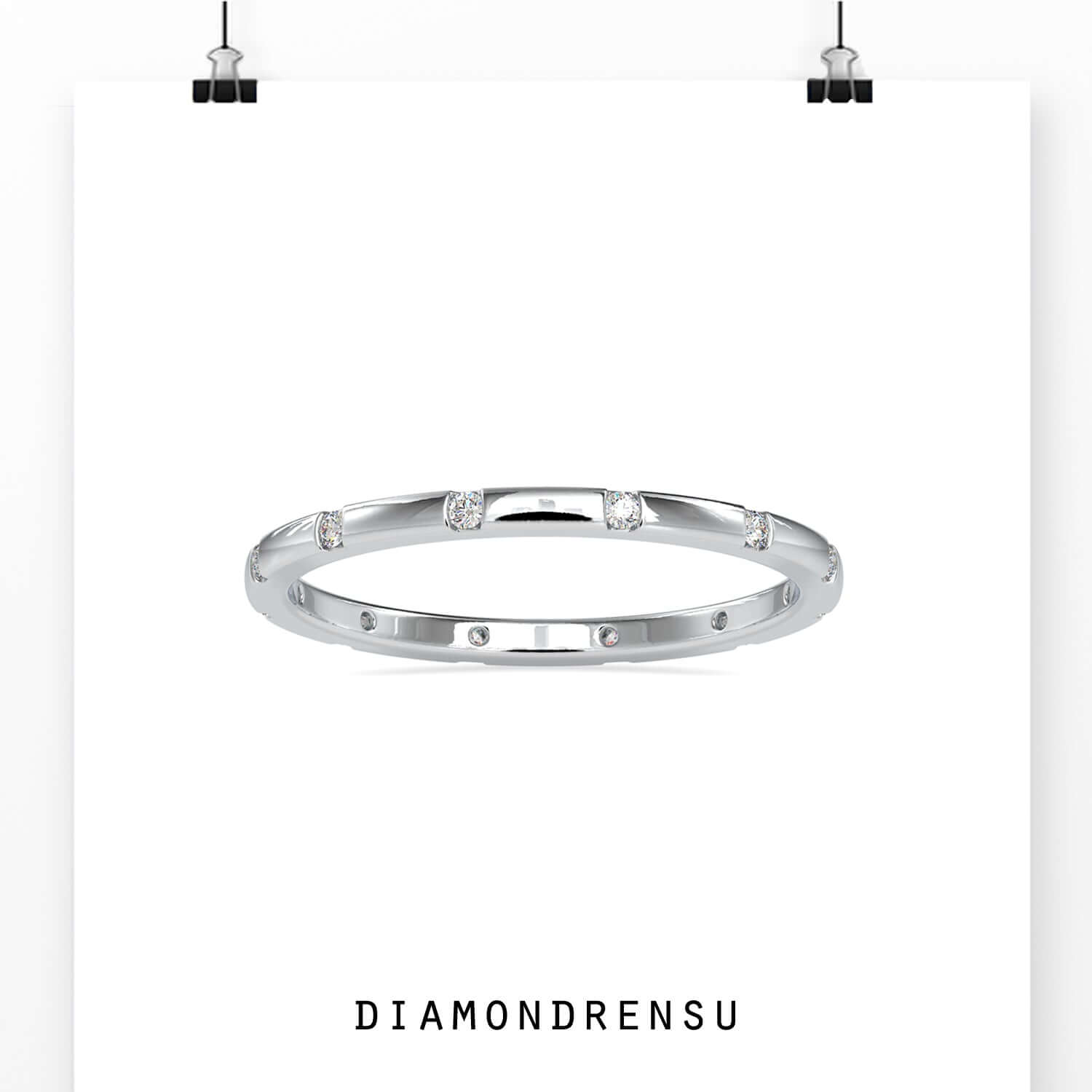 Full eternity diamond ring used as a wedding band.