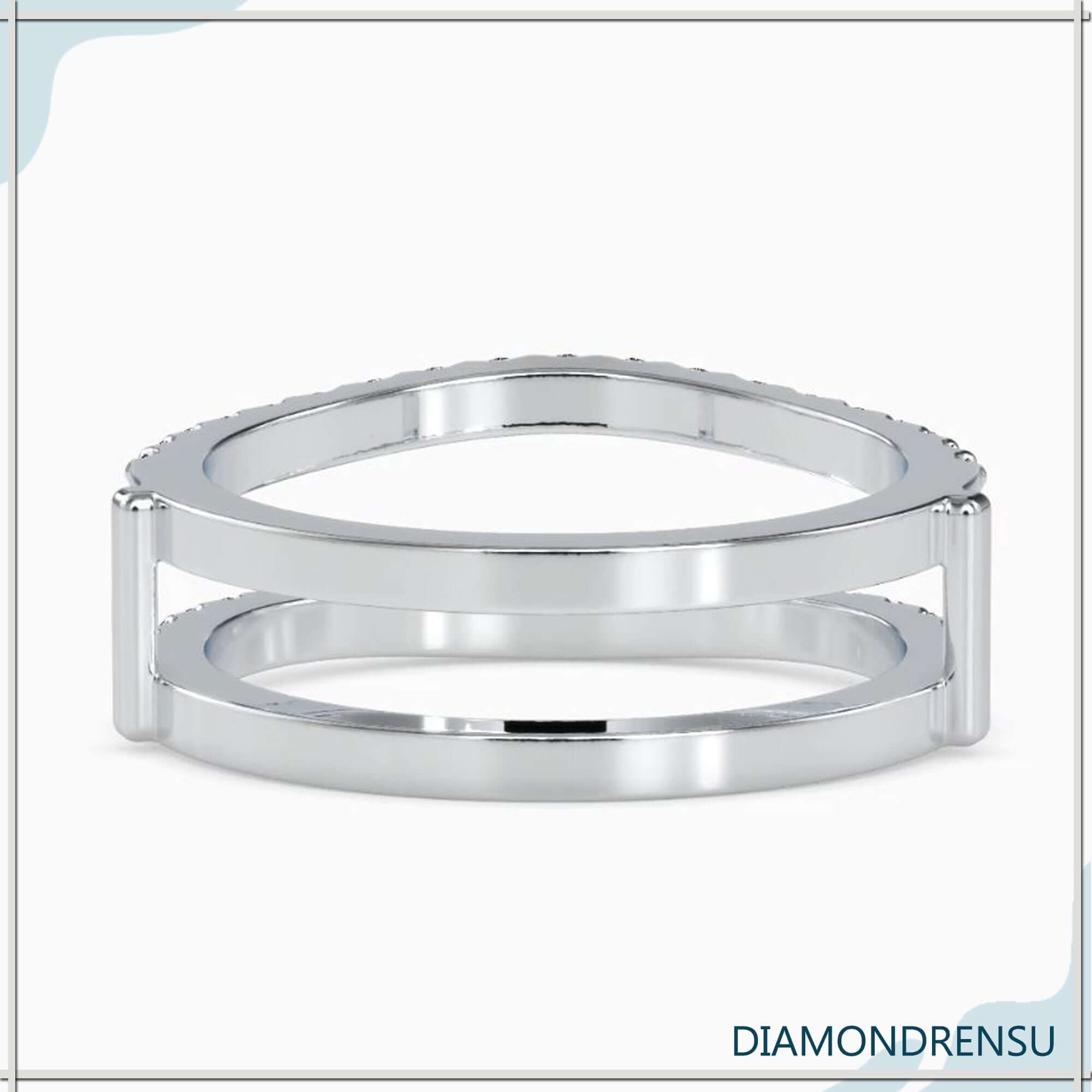 Yellow gold curved enhancer band for diamond ring.