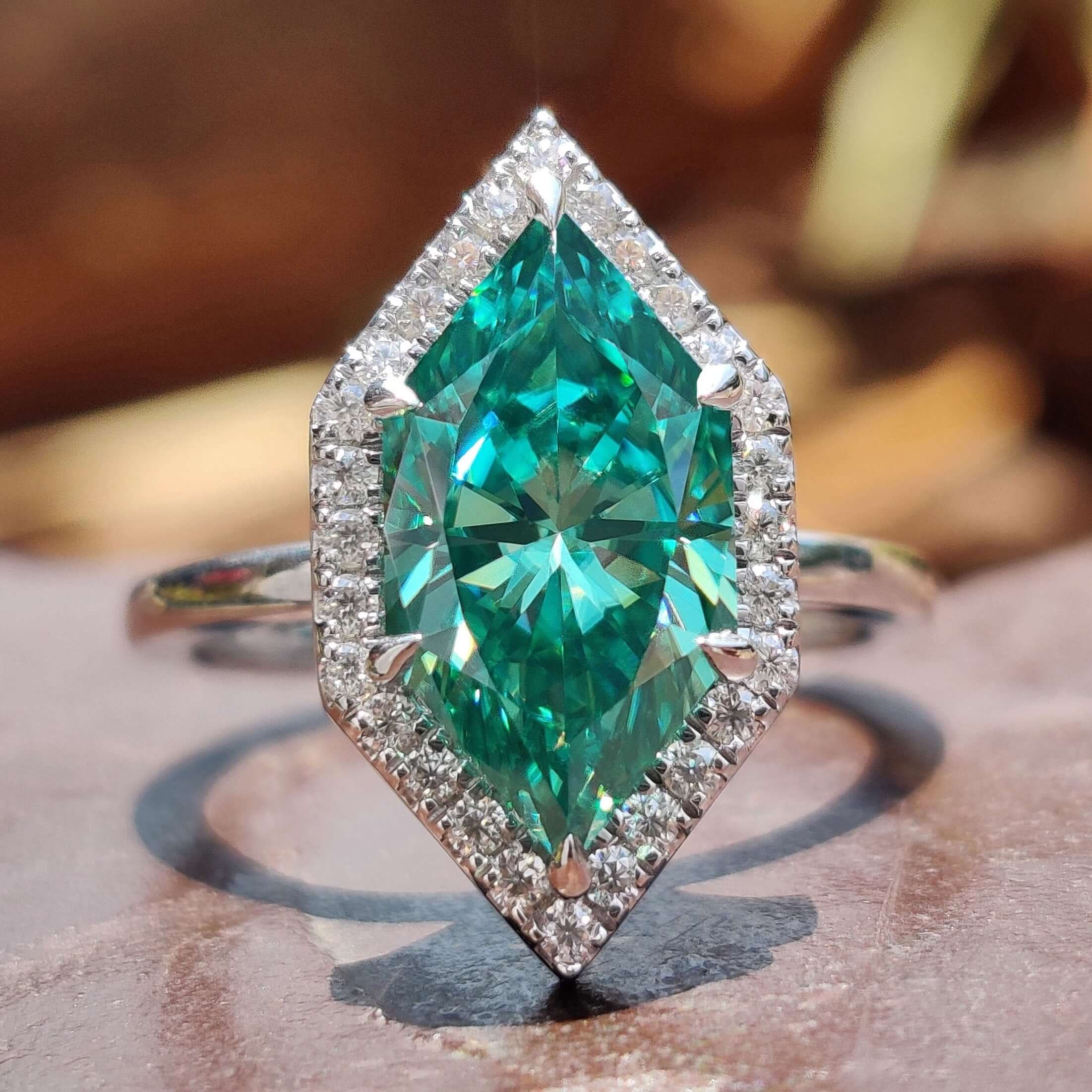 Dutch marquise cut moissanite ring.