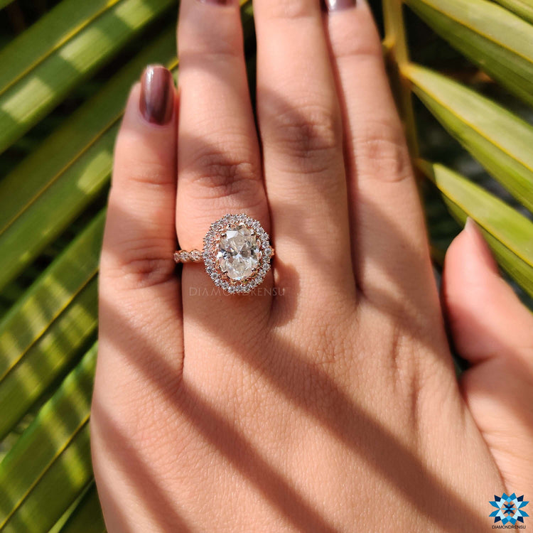 Handmade moissanite ring with prong setting.