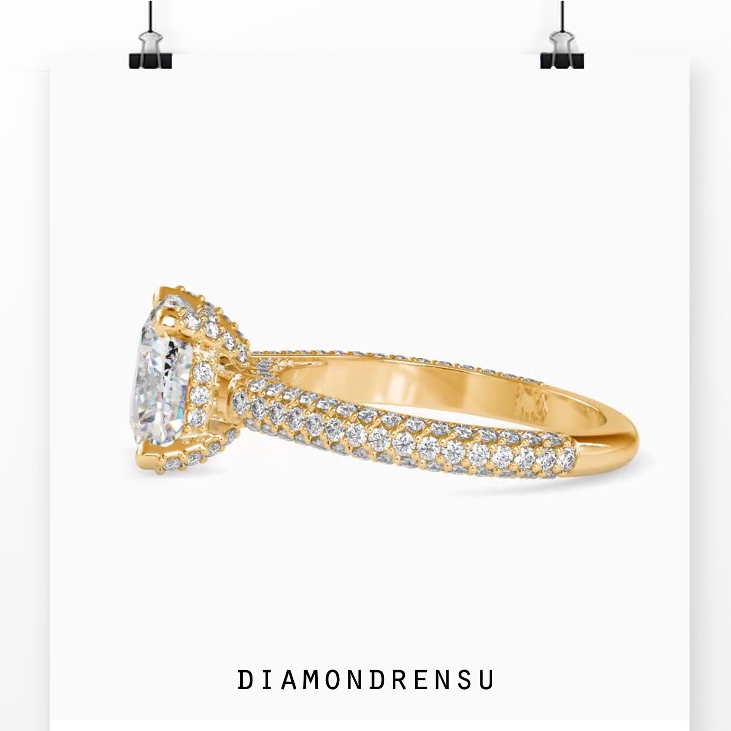 Buy engagement ring with cushion cut and prong setting.