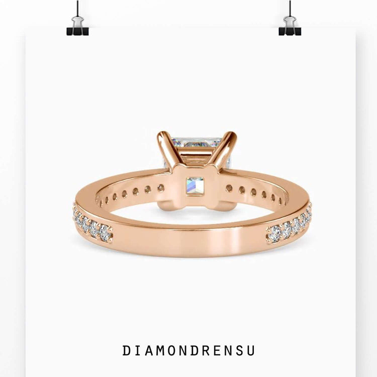 UK engagement ring with channel set round diamonds.