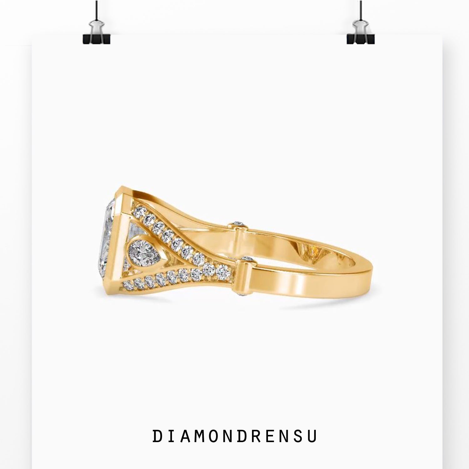 UK engagement ring with IGI certified emerald centre diamond.