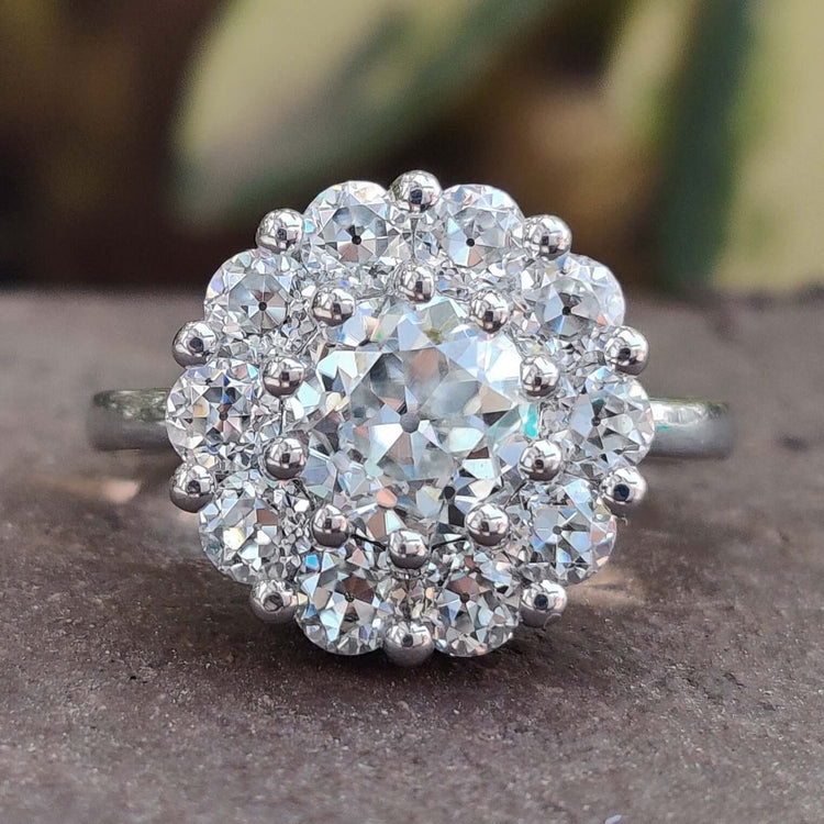 Old European Cut Engagement Ring, handmade ring, White Gold Engagement Ring, diamondrensu UK ring