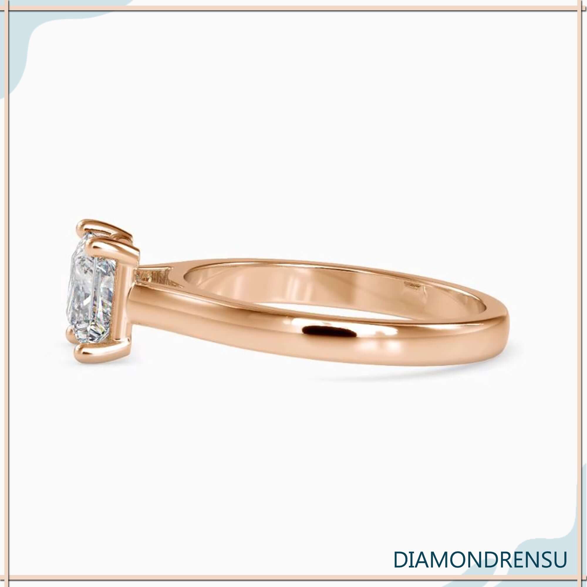 IGI certified custom engagement ring with princess cut lab grown diamond.