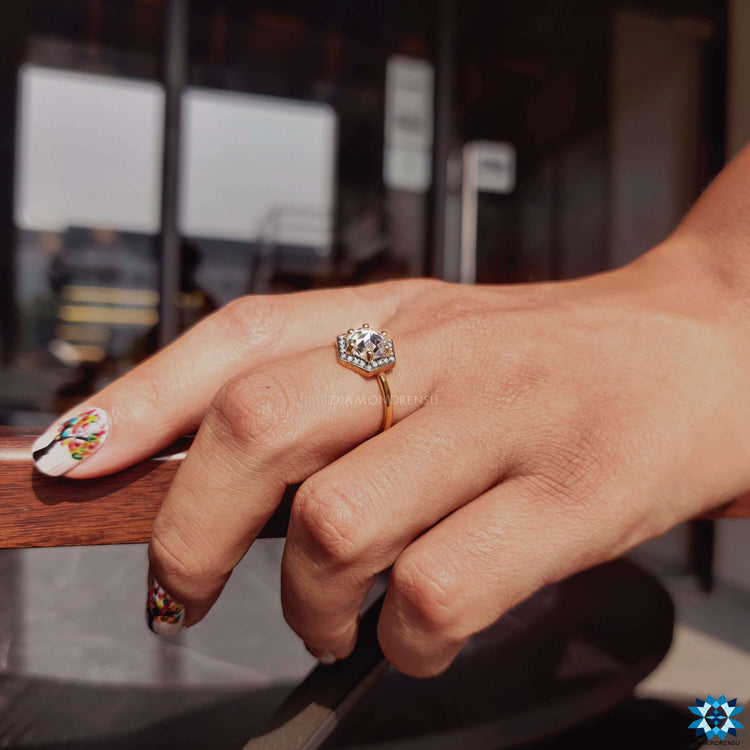 Moissanite Halo Engagement Ring for radiant style.