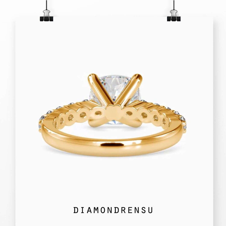 Simple diamond ring crafted with handmade jewellery detail.