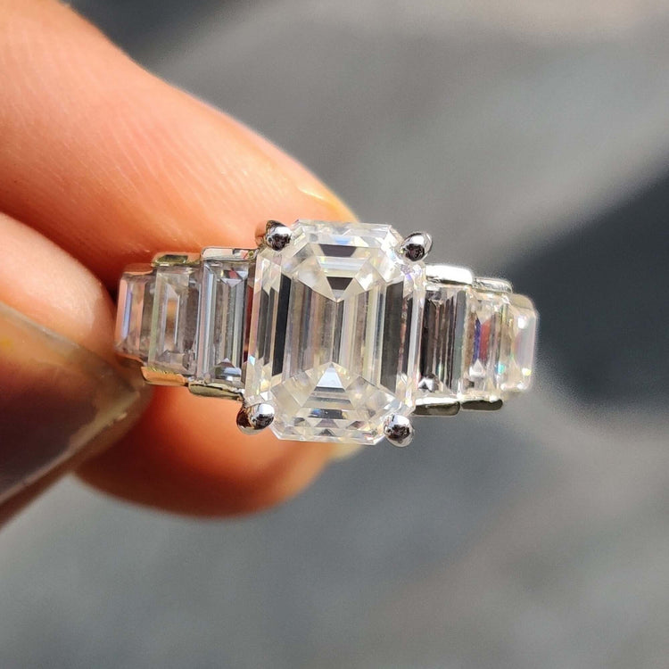 Emerald Cut Engagement Ring in classic design.