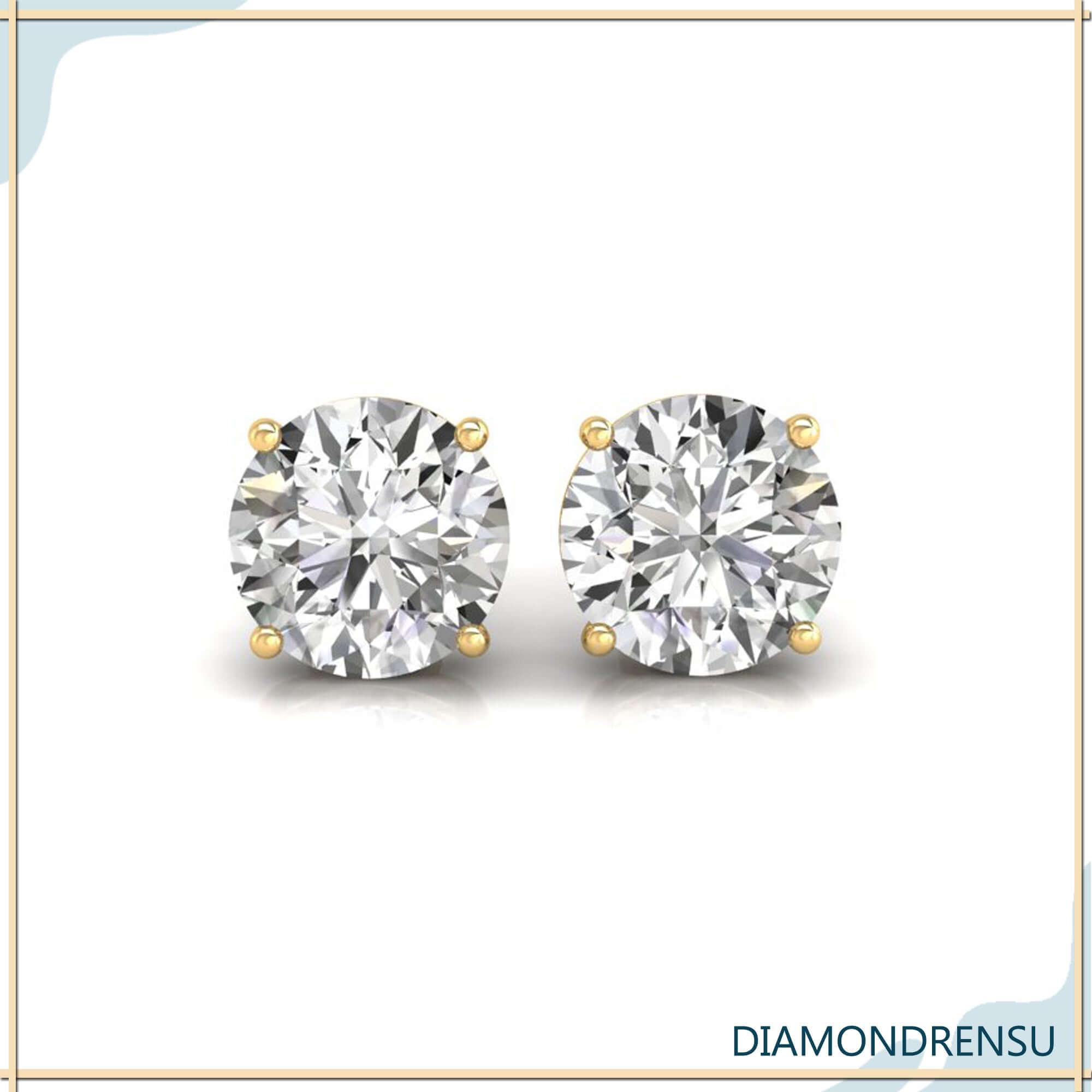 Round diamond earrings made in white gold finish.