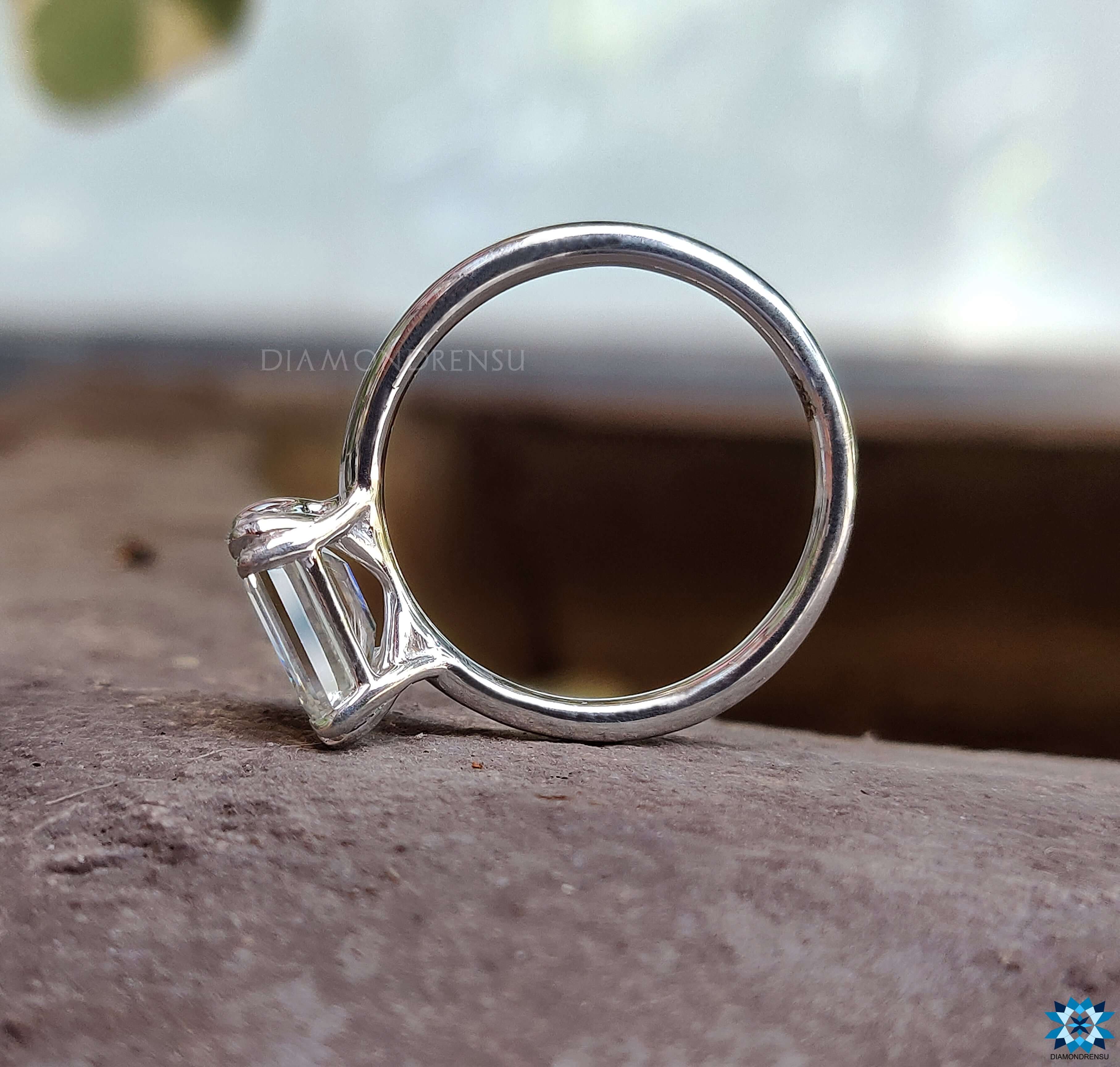 Emerald ring engagement moissanite engagement ring handmade ring