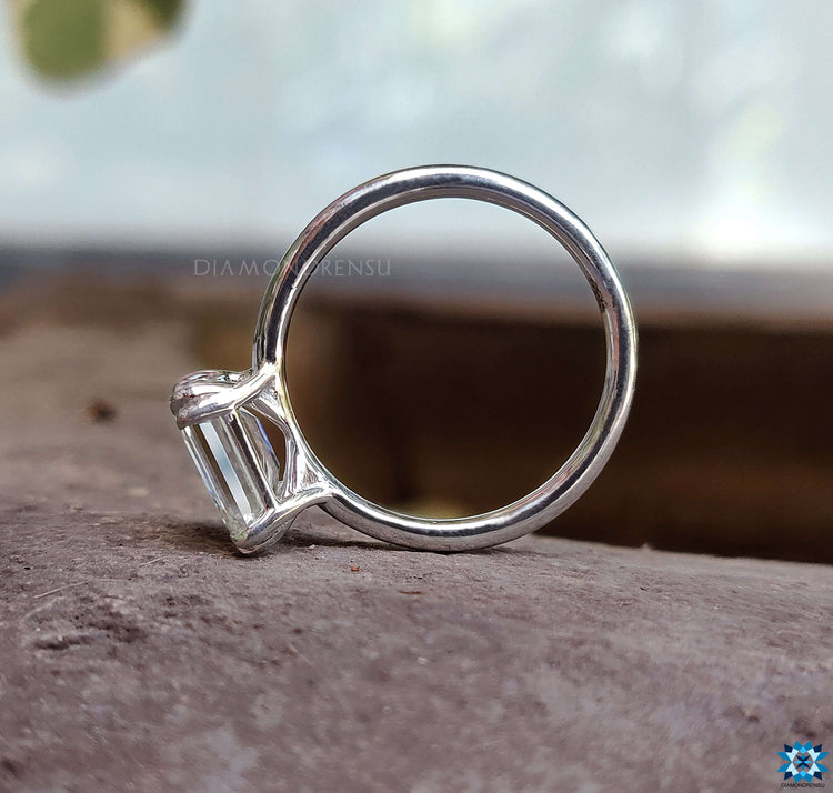 Emerald ring engagement moissanite engagement ring handmade ring