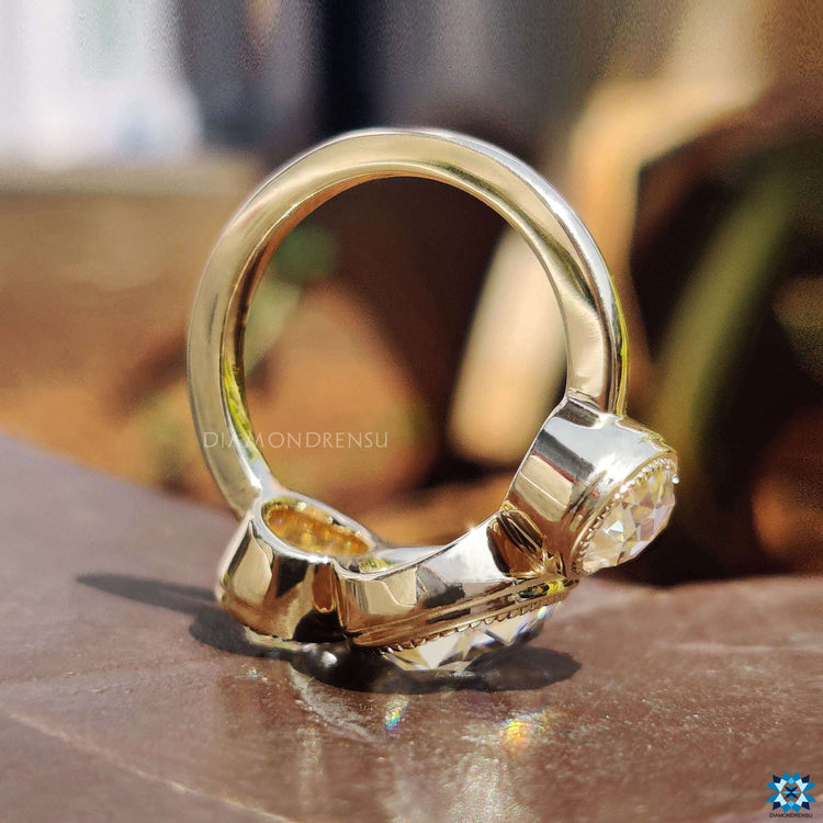 Handmade yellow gold rose cut ring.