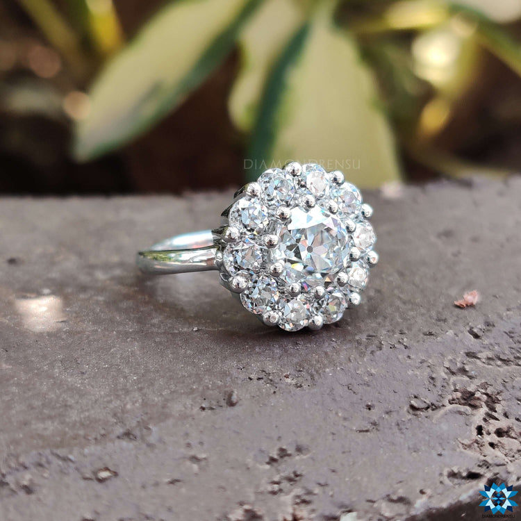 Round Cut Moissanite Engagement Ring, cluster engagement ring, moissanite for engagement ring, handmade jewellery