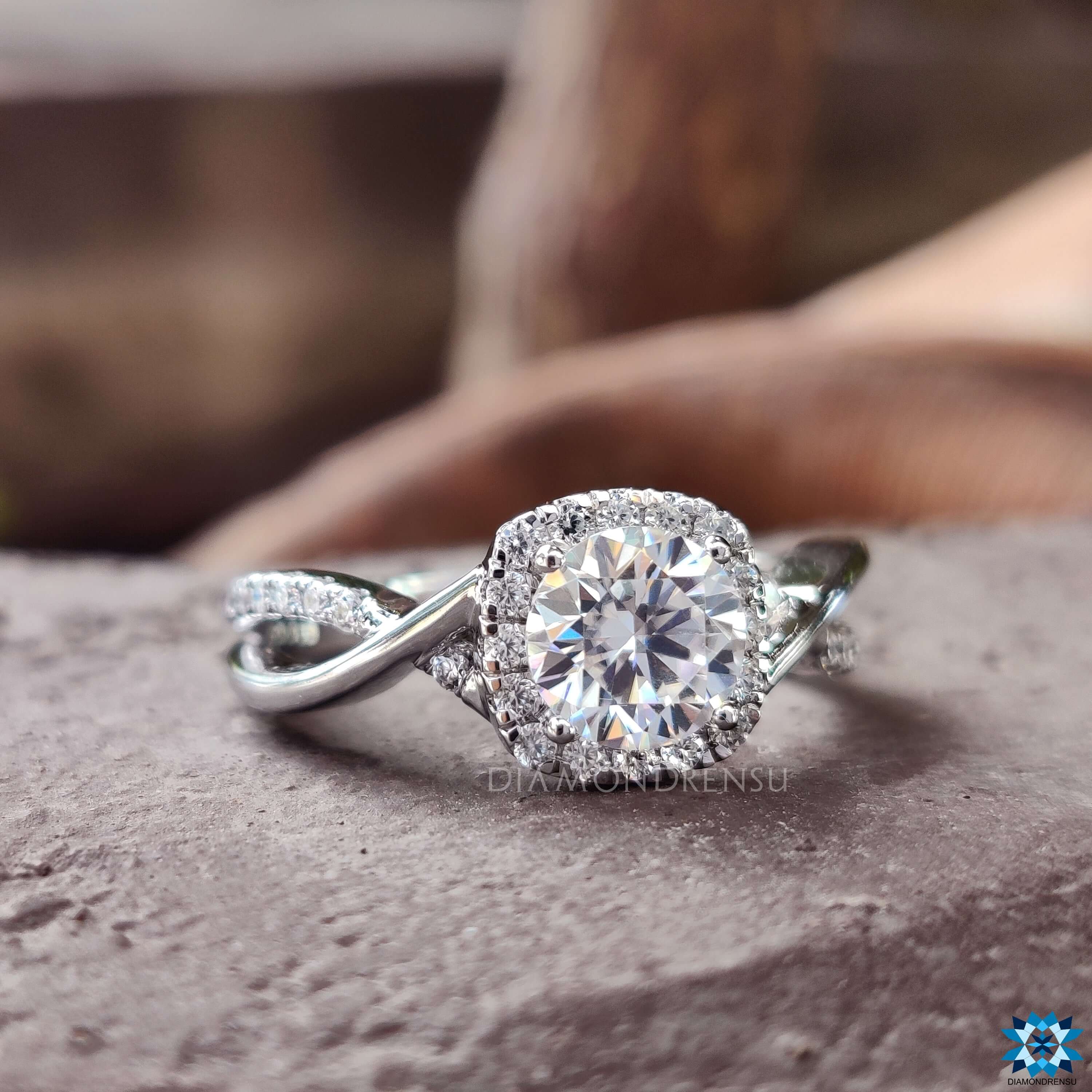 Halo engagement ring 4 prong ring