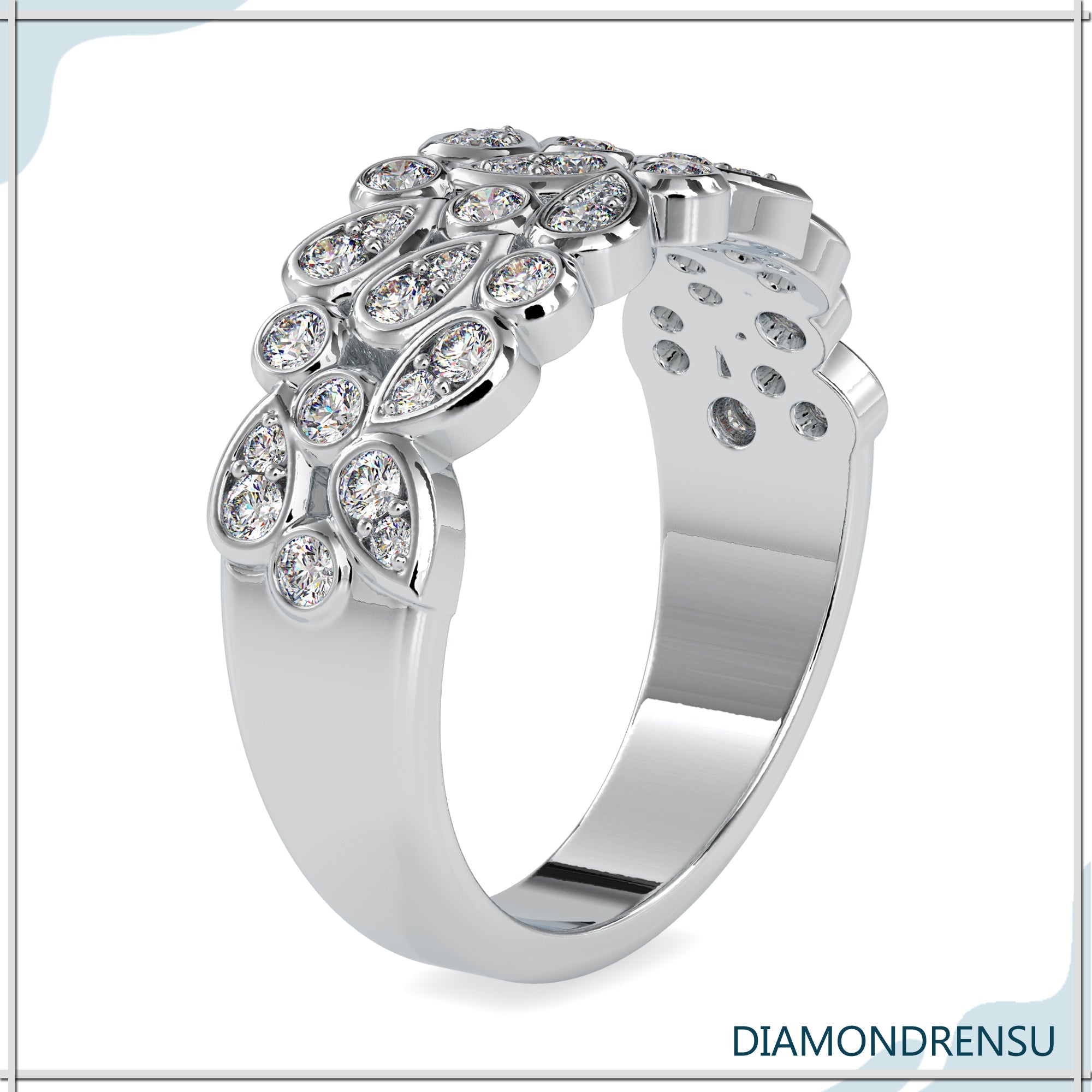 Lab grown diamond band in classic UK wedding style.