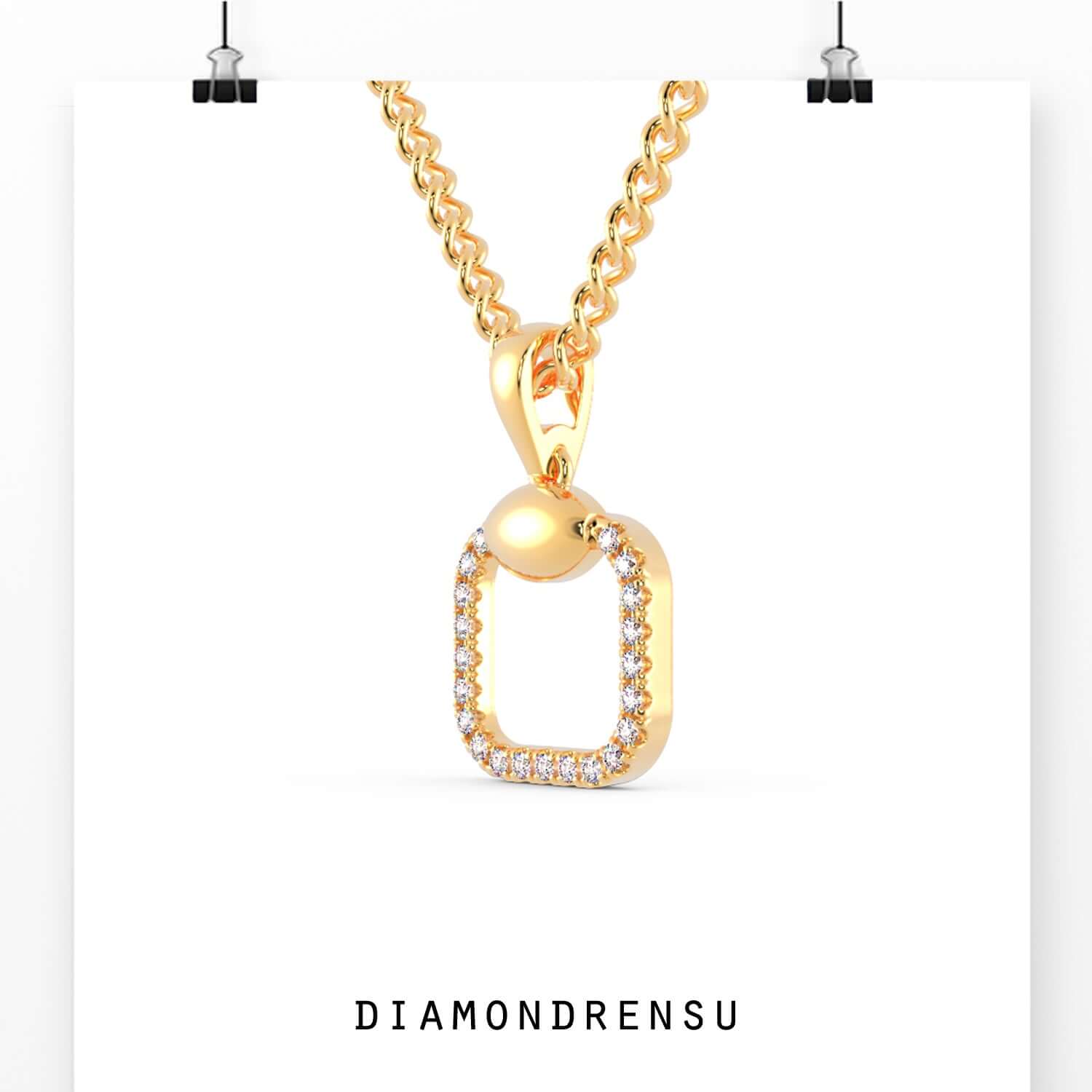 Cushion framed round diamond pendant, lab grown, in rose gold.
