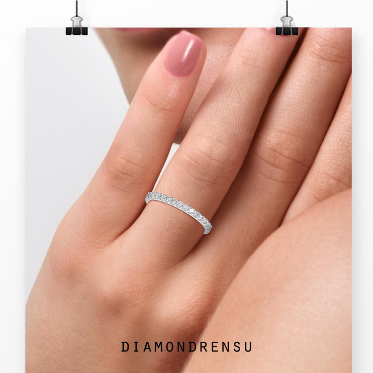 Round cut diamond band made in the UK.