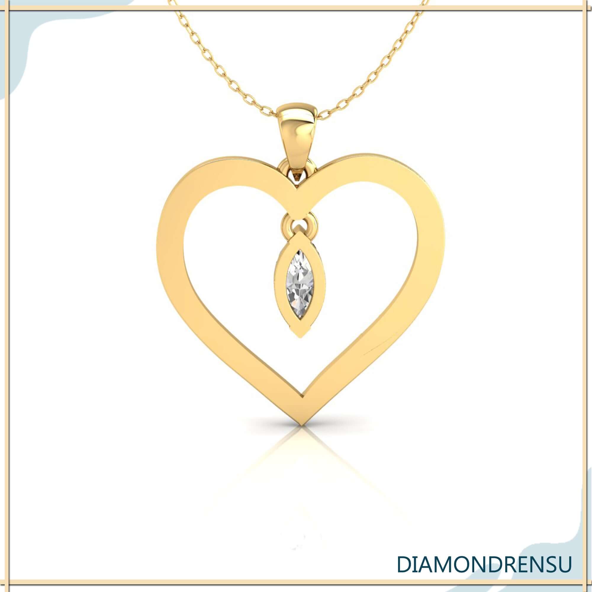 Marquise centre stone pendant crafted in handmade style.