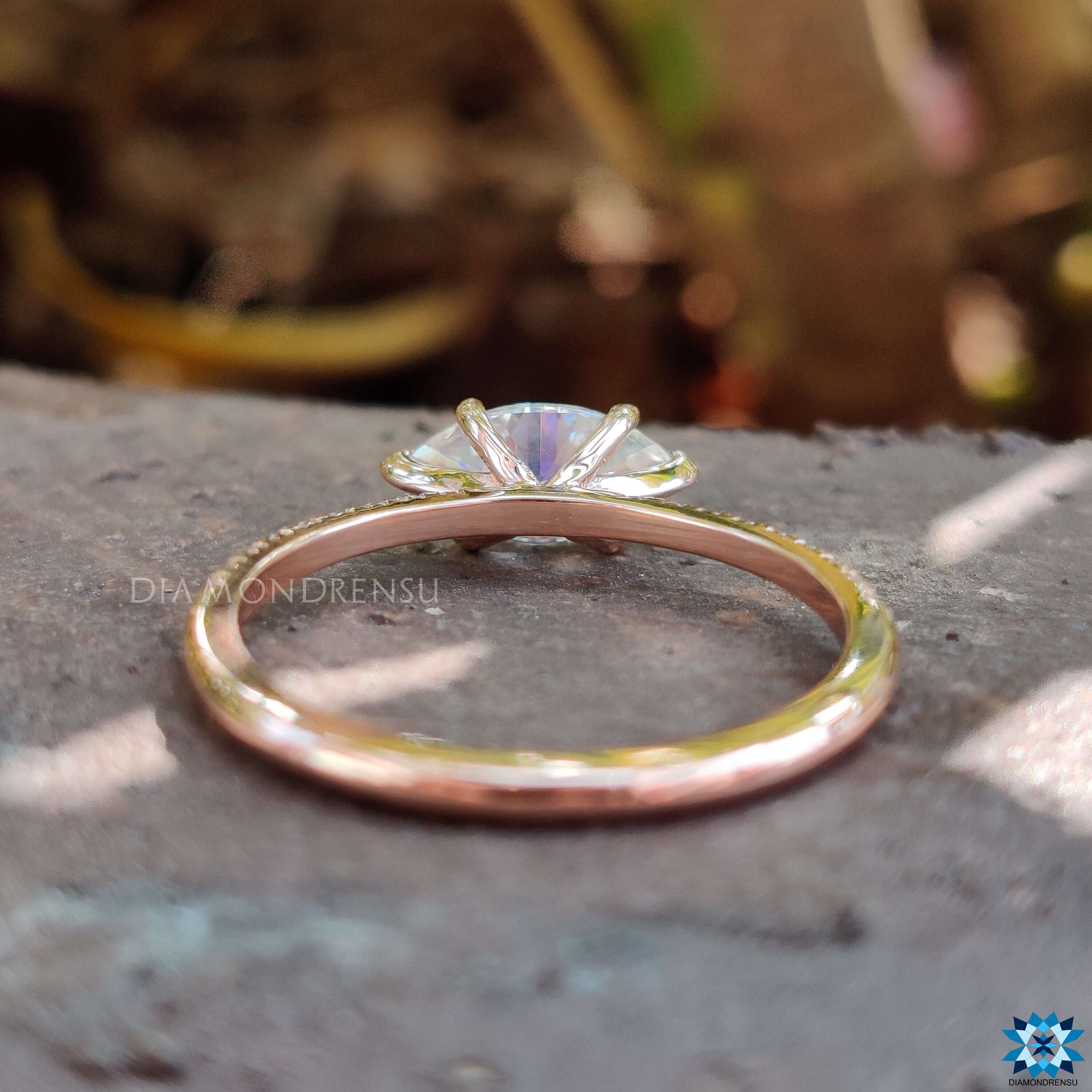 Marquise cut moissanite in pave setting.