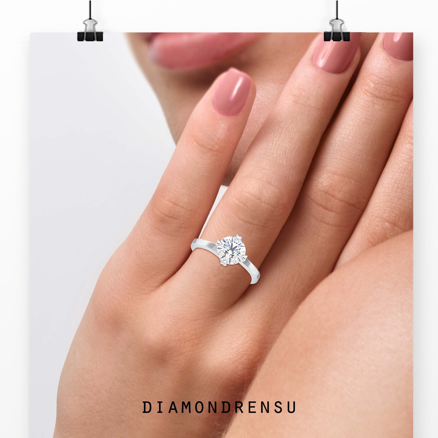 Solitaire diamond ring in white gold, IGI certified.