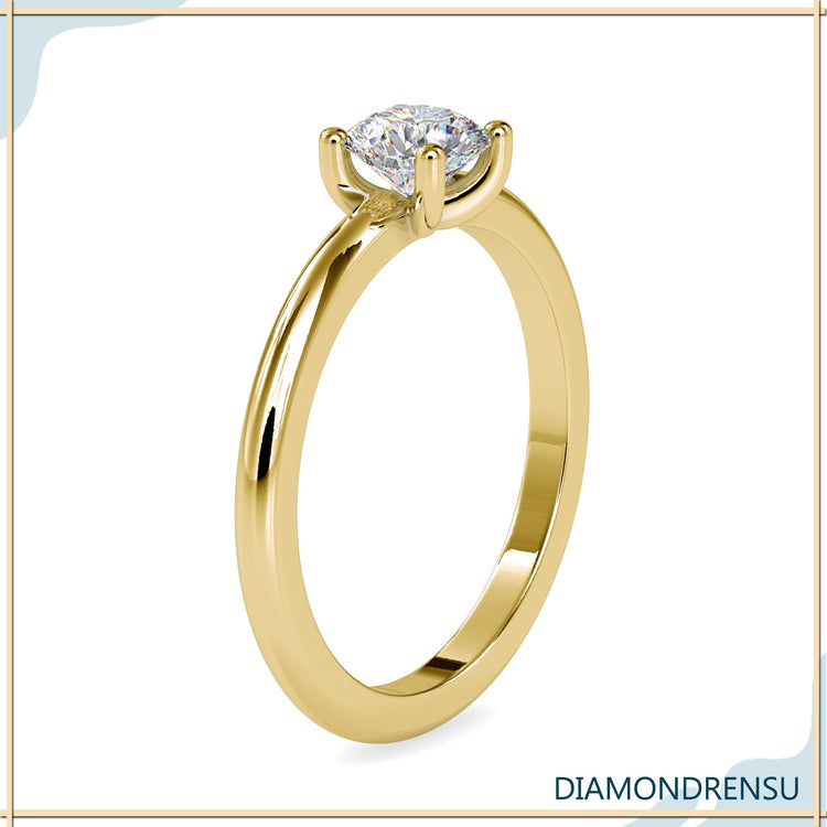 Solitaire setting ring in rose gold with lab grown diamond.