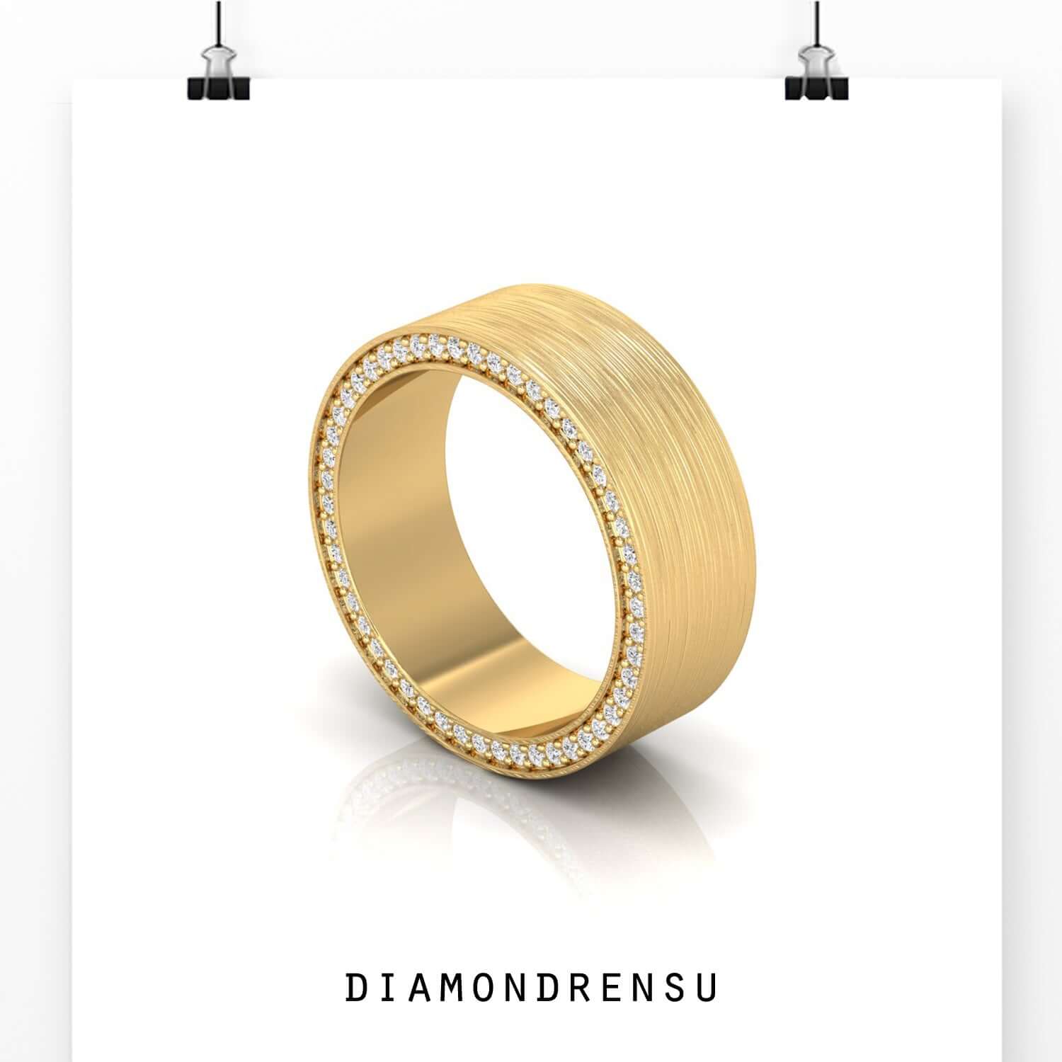 Buy wedding band with round cut diamond in white gold.