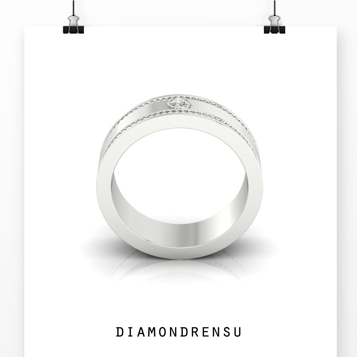 Rope milgrain edge gold ring UK in a slim design.