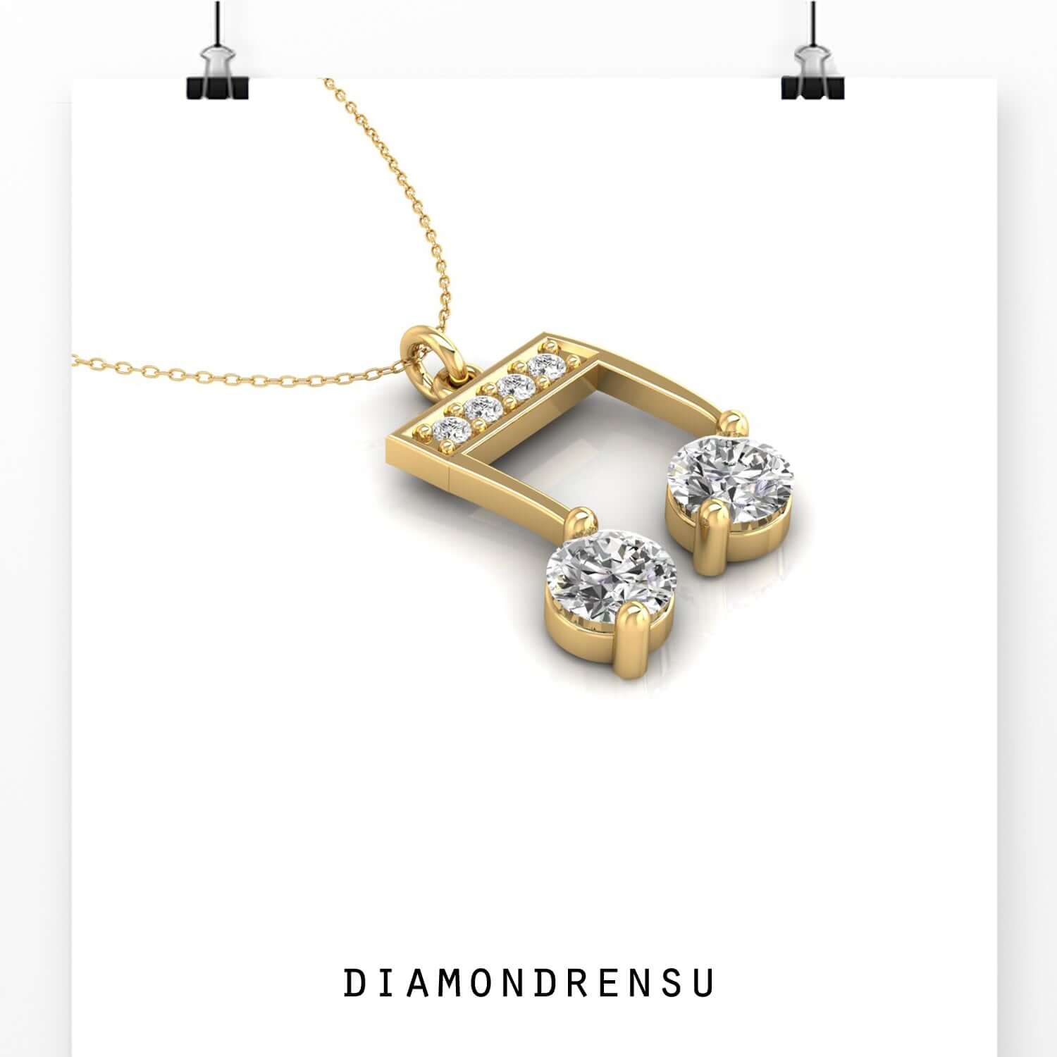 Lab Grown Diamond pendant in elegant music note design.