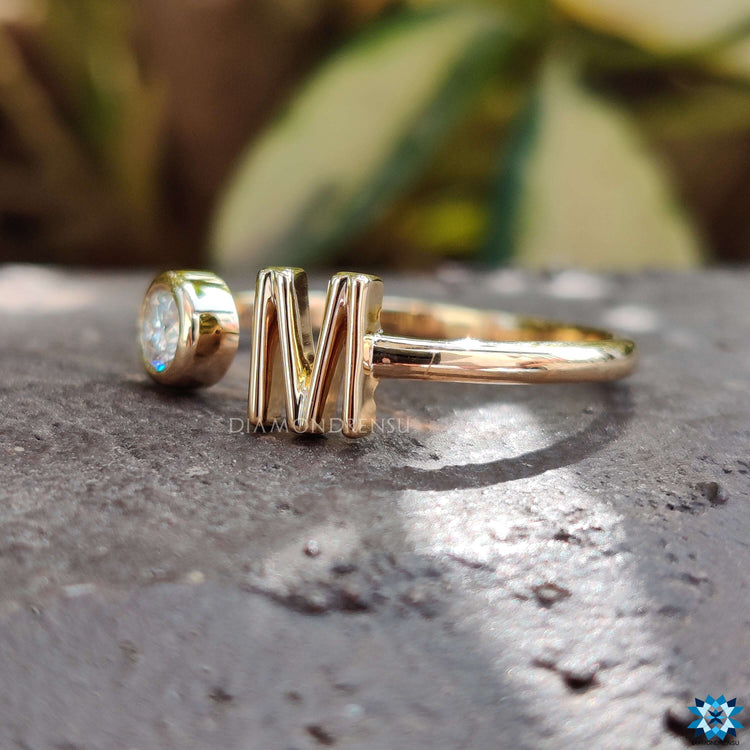 Stunning round cut moissanite ring with brilliant sparkle.