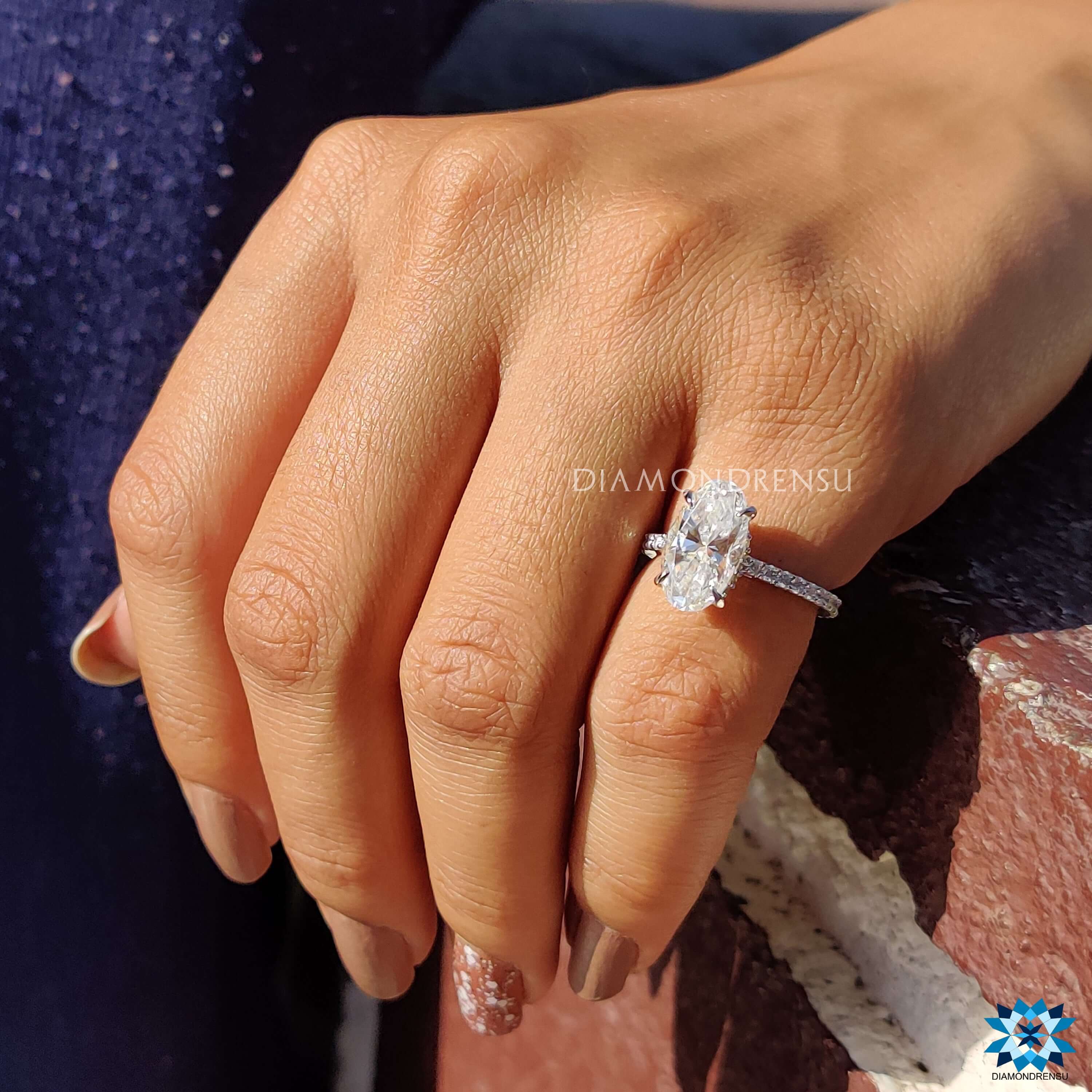 Buy Moval cut moissanite engagement ring online.