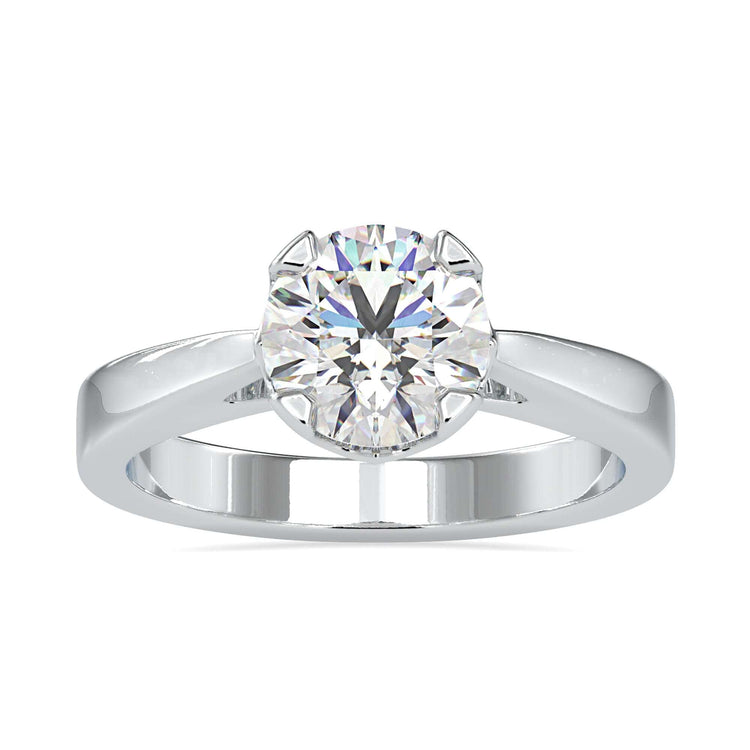 Basket setting engagement ring with round diamond, handmade in UK.