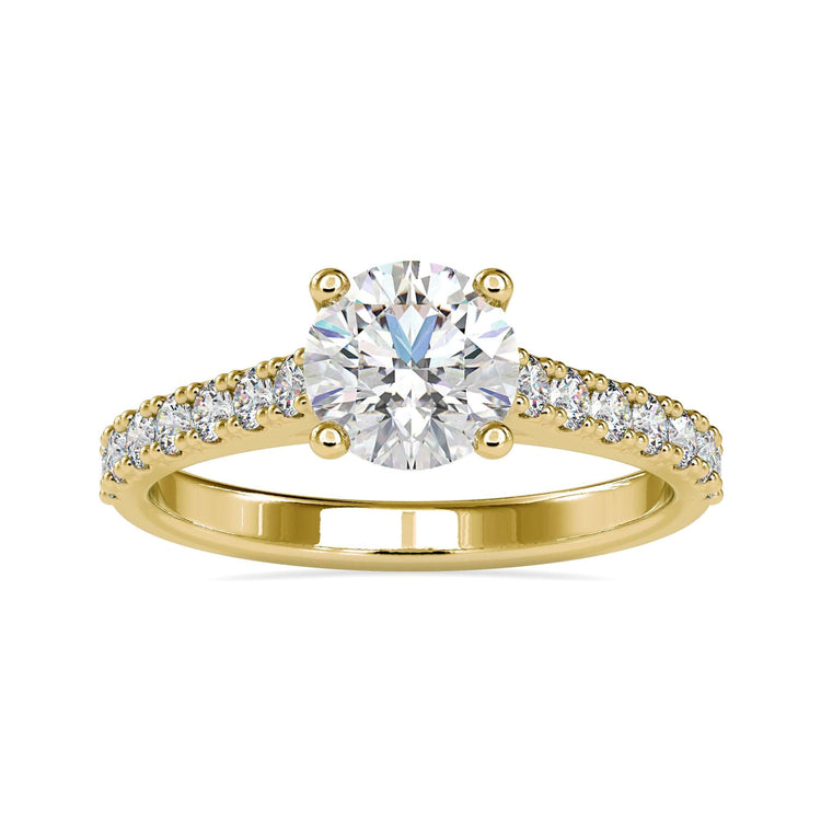 Buy engagement ring with round diamond and cathedral design.