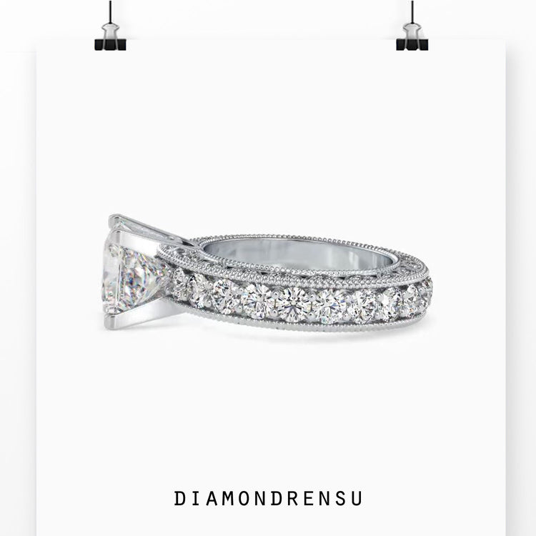 Buy engagement ring with princess cut and 4 prong mount.