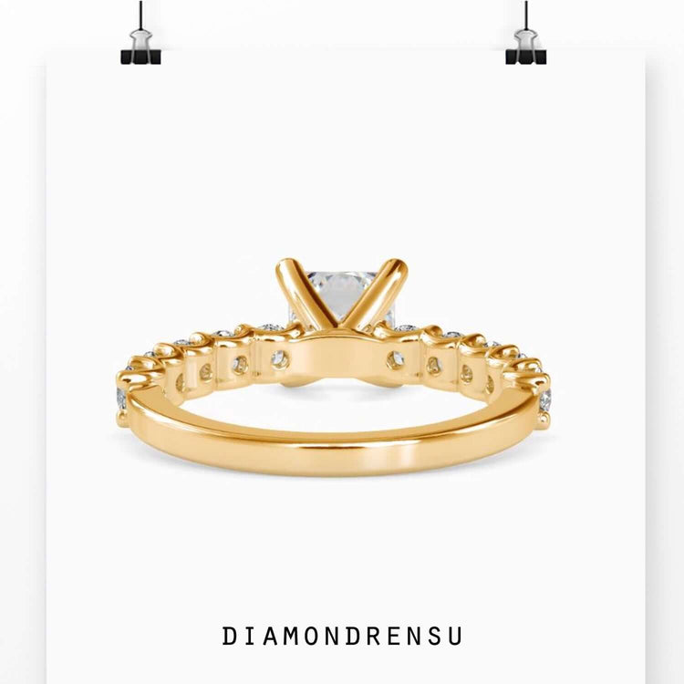 Diamondrensu UK ring with princess cut lab diamond in designer style.