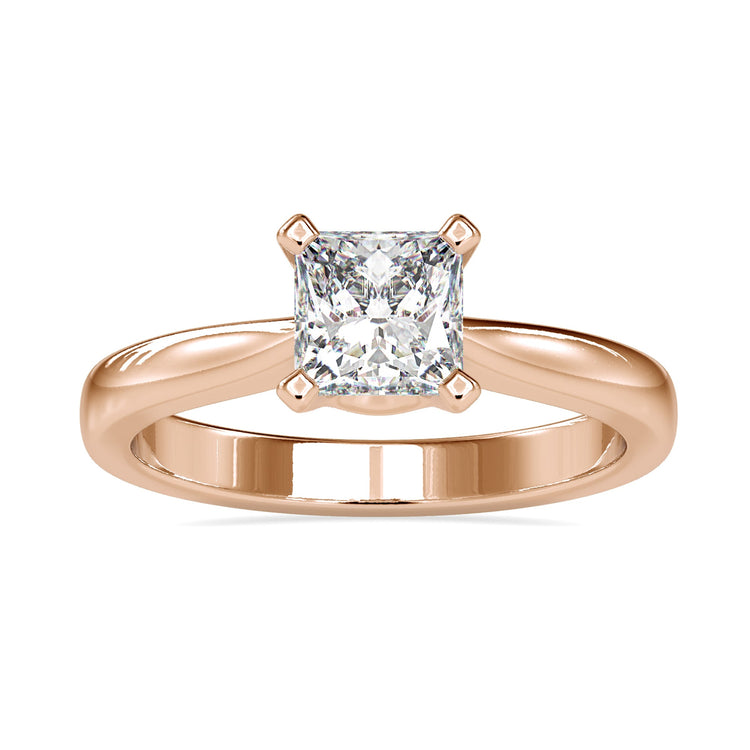 IGI certified solitaire diamond ring with princess cut design.